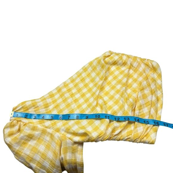 ZARA Yellow Checkered Gingham One Shoulder Blouse Size Small - Picture 5 of 7